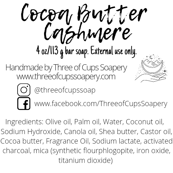 Cocoa Butter Cashmere Charcoal soap – Three of Cups Soapery