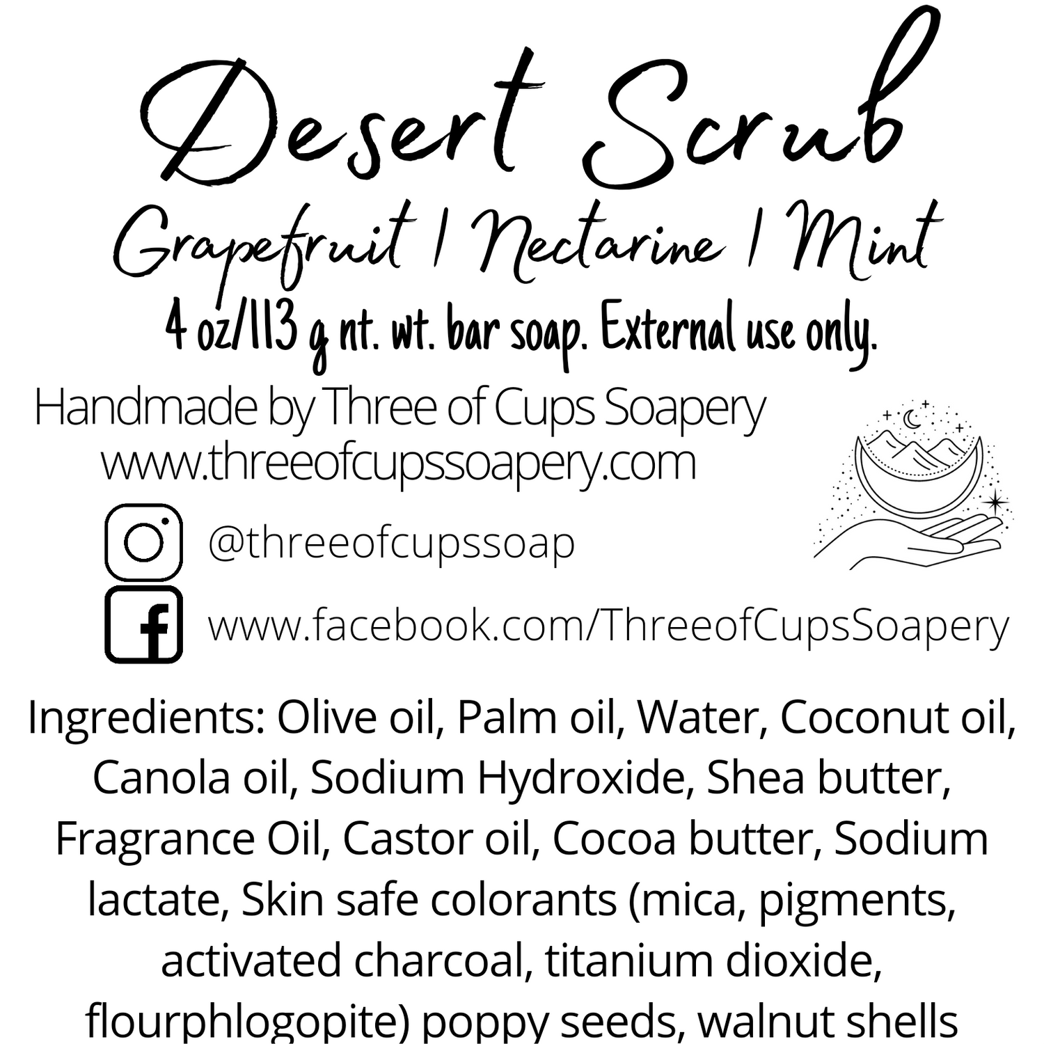 Desert Scrub soap label