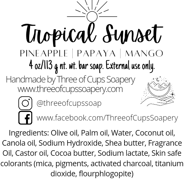 Tropical Sunset soap label