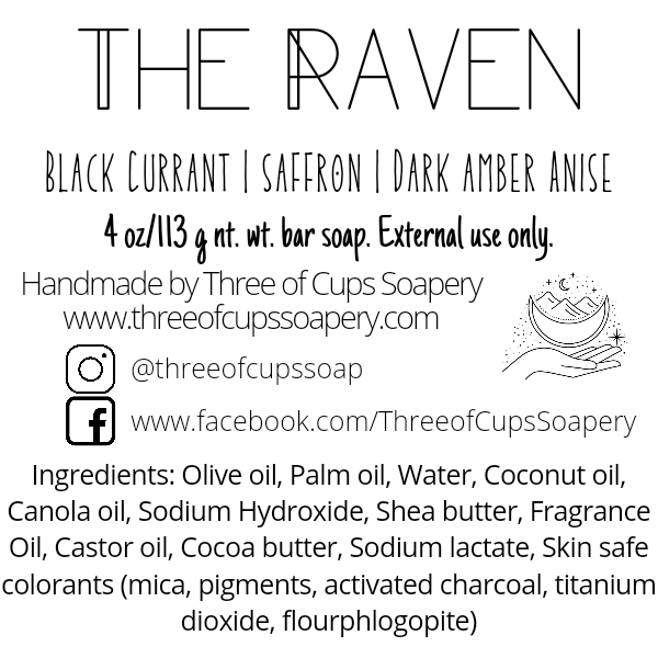 The Raven, black currant and dark amber anise scented soap