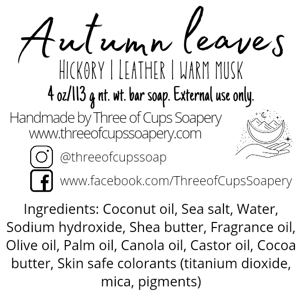 Autumn Leaves, Hickory and spiced musk scented soap