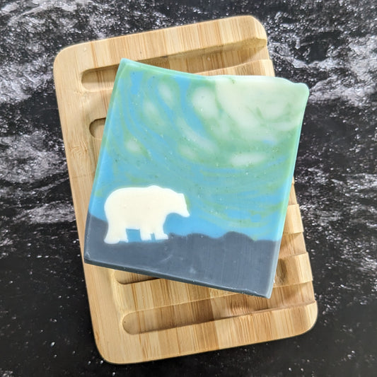 Soap with bear design on dish