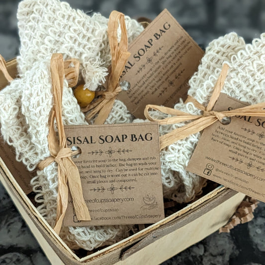 Wrapped sisal soap bags