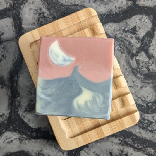 Soap with pink sky and crescent moon 